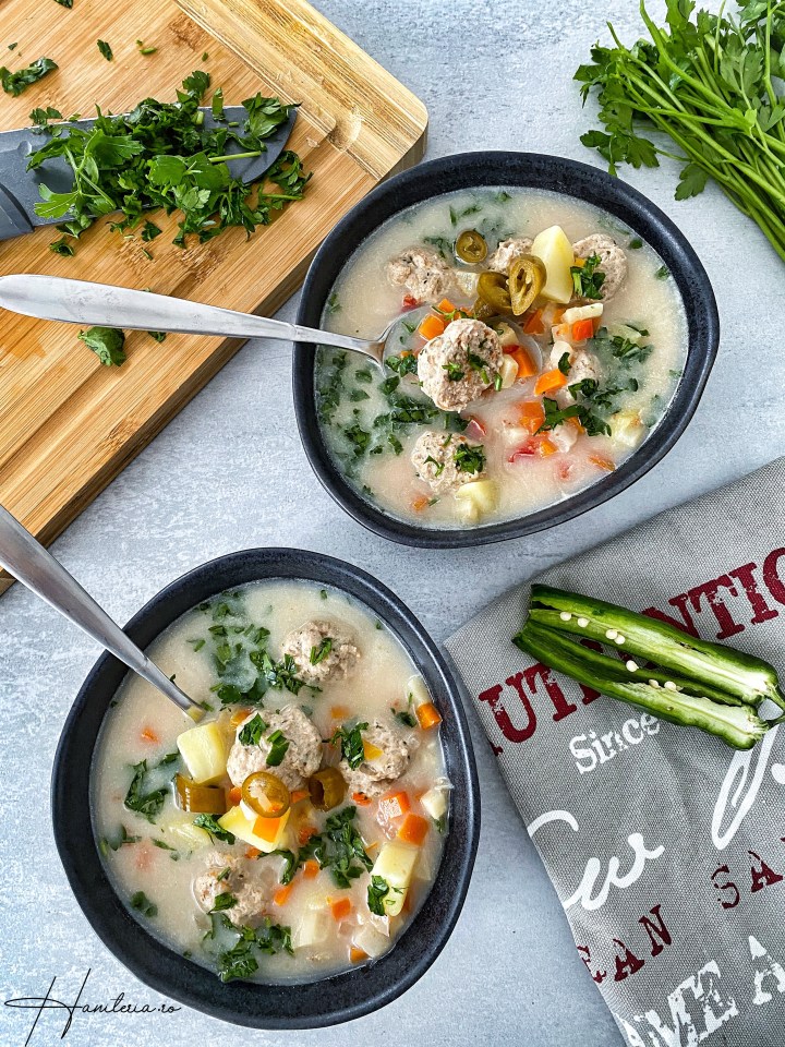 Ciorba de legume cu perisoare de&nbsp;curcan